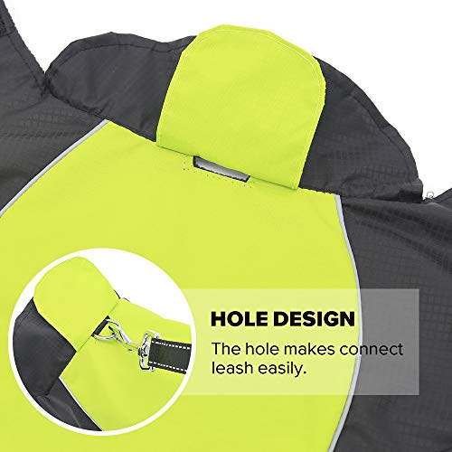 Flashseen Chubasquero ligero e impermeable para perros grandes con tira reflectante y agujero para la correa, chaleco de invierno para perros, abrigos de lluvia cálidos para perros y cachorros..