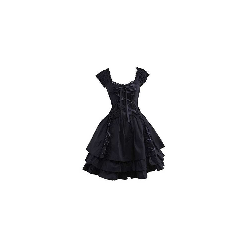 Disfraz vestido gótico con cordones en capas negro talla M