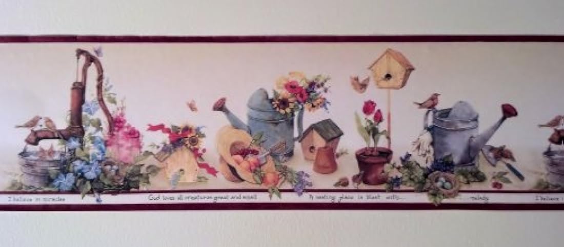 Cenefa pre-pegada decorativa para pared diseño jardín(7)