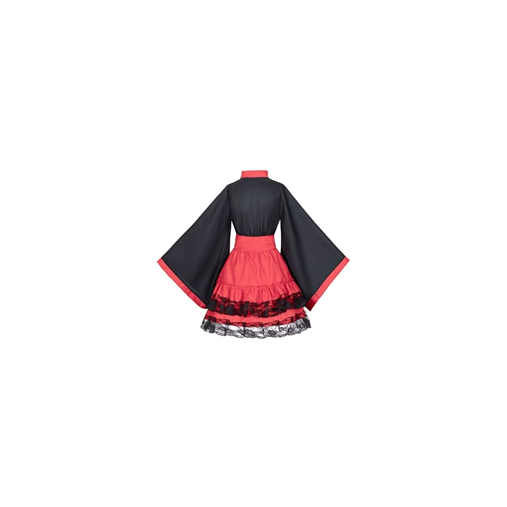 Disfraz de zorro de anime japonés rojo y blanco talla XS