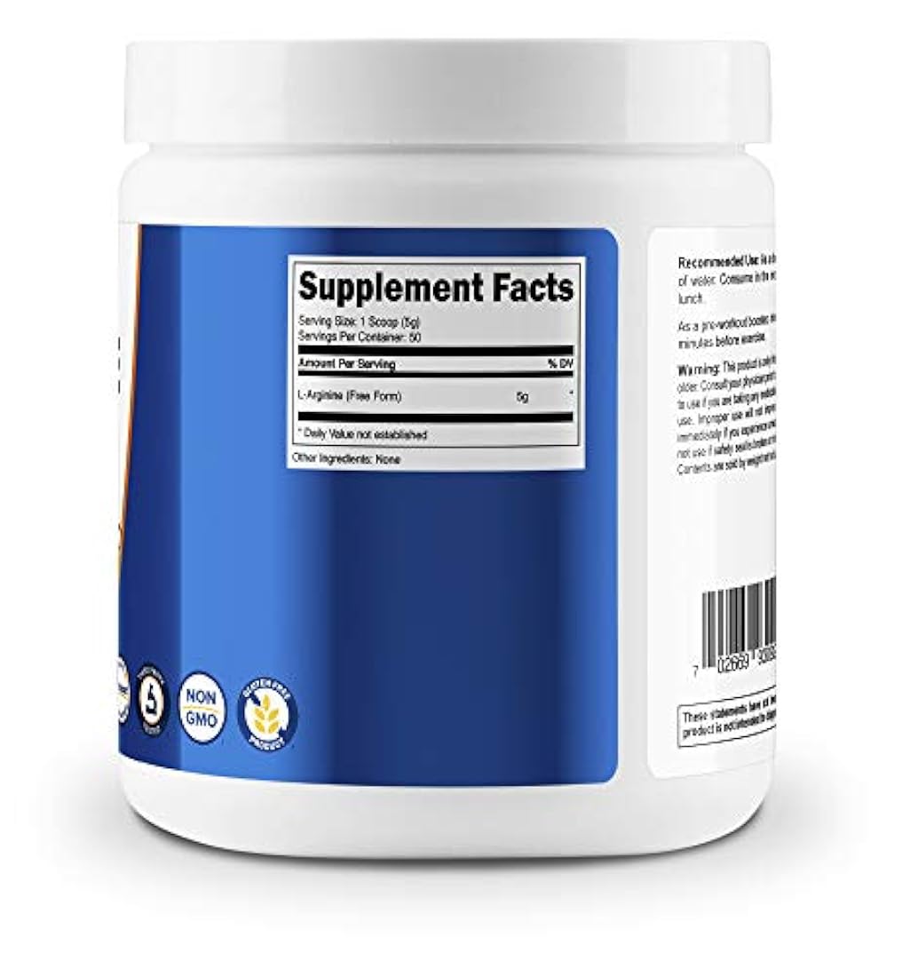 Arginina en polvo puro Nutricost, 0.17 onzas