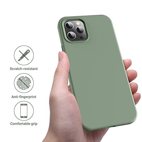 OTOFLY Funda diseñada para iPhone 12 Pro Max, serie sedosa y suave al tacto; funda protectora de goma de silicona líquida de alta calidad para iPhone 12 Pro Max de 6.7 pulgadas, color verde calke