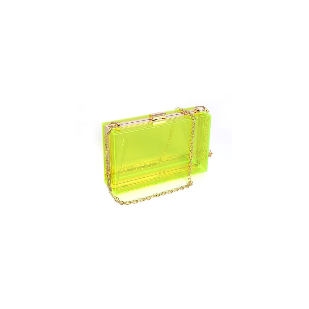 Bolso acrilico de hombro con correa de oro removible