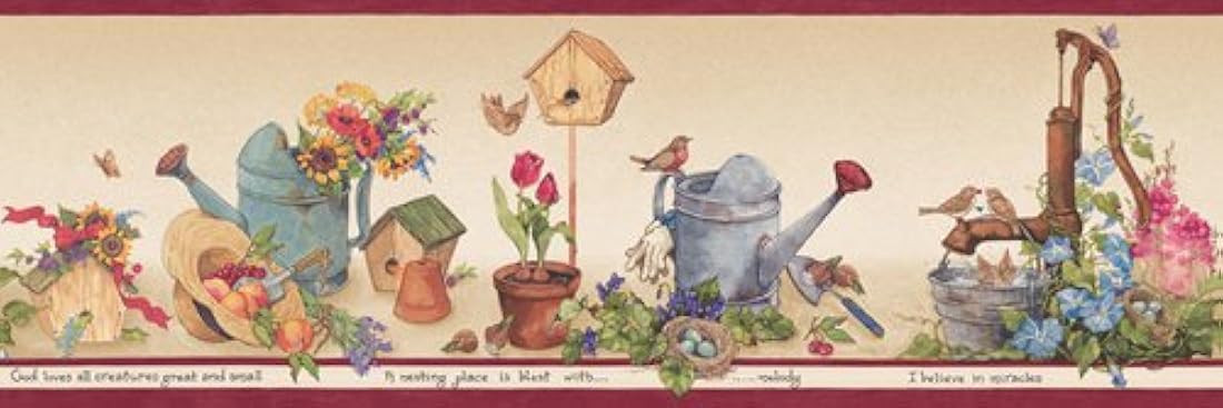 Cenefa pre-pegada decorativa para pared diseño jardín(7)