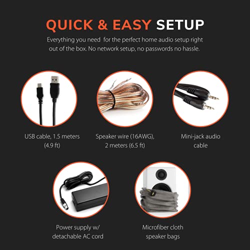 Audioengine A2+ - Altavoces de escritorio con alimentación de 60 W | DAC y amplificador integrados de 24 bits | Codec aptX Bluetooth, conexión USB directa, entradas de audio de 0.138 pulgadas y RCA | Cables incluidos Blanco