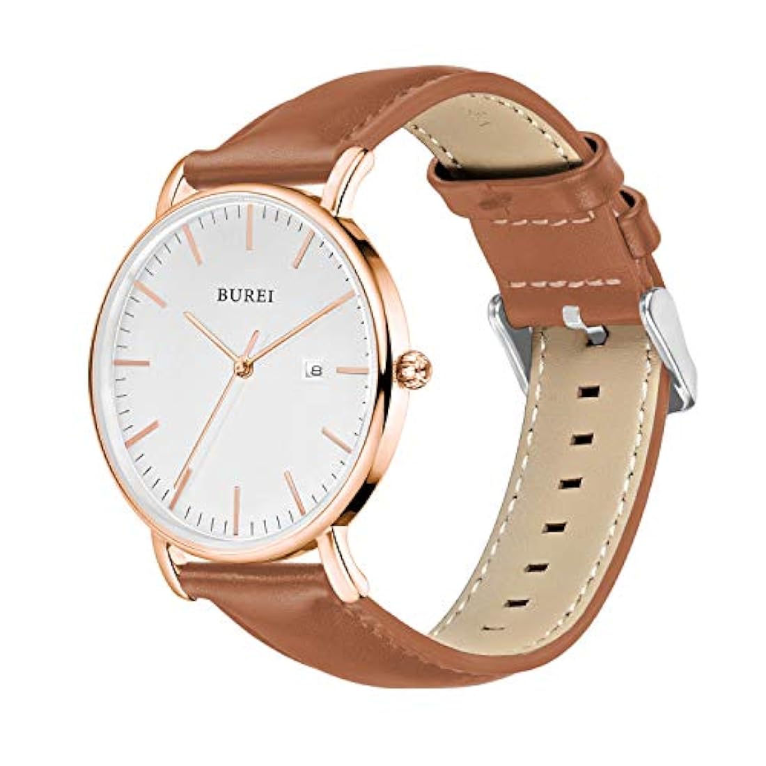 BUREI - Reloj de pulsera analógico para hombre con fecha