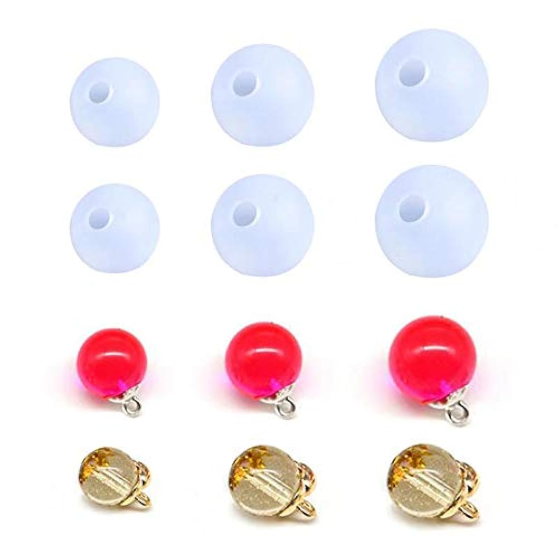 DyAiPet - Molde de bolas de silicona, 9 unidades de resina epoxi, moldes de esfoides universitarios, moldes para colgante, para manualidades de resina UV, bricolaje para joyería (0.787 in/0.984 in/1.181 in)