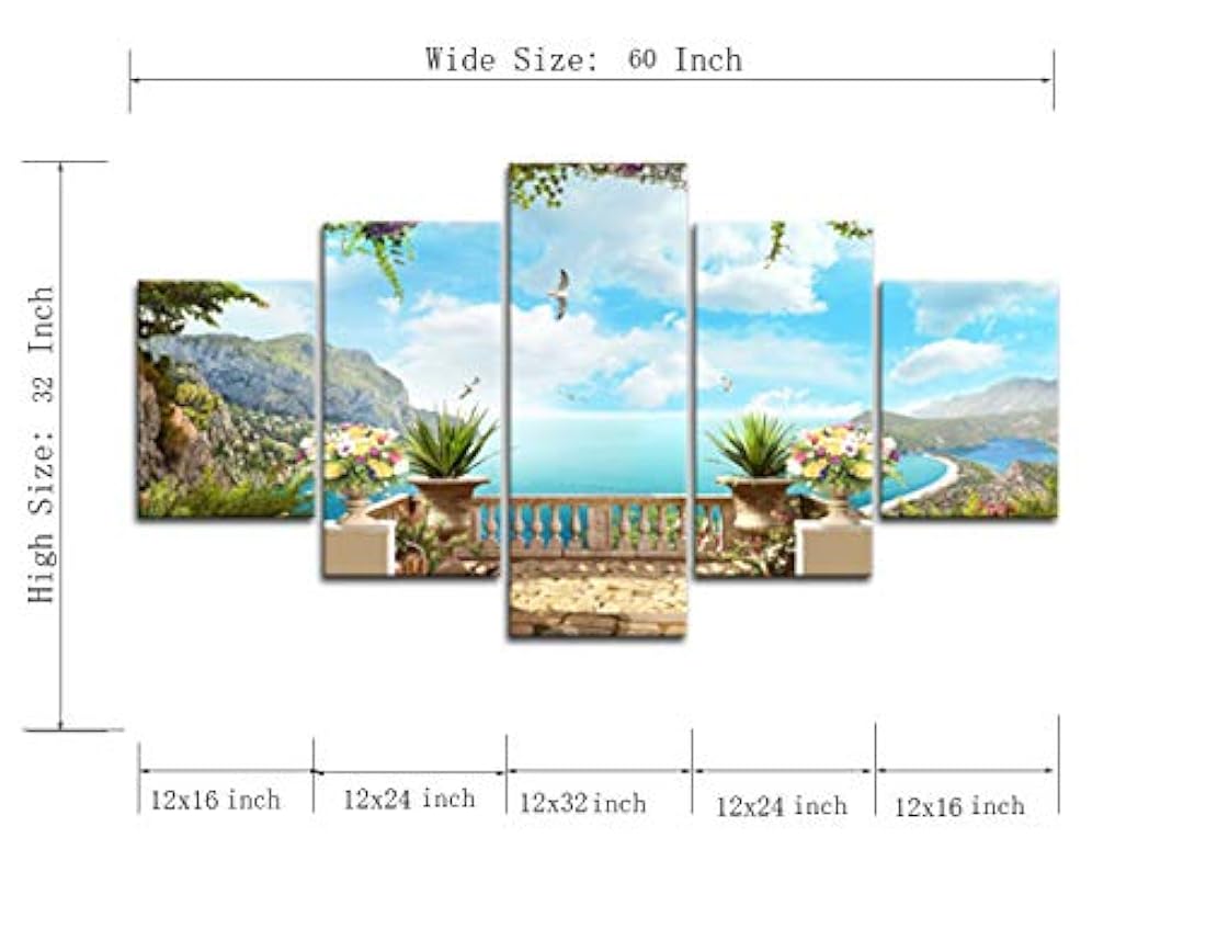 Yatsen Puente Moderno 5 Piezas Playa Océano Paisaje