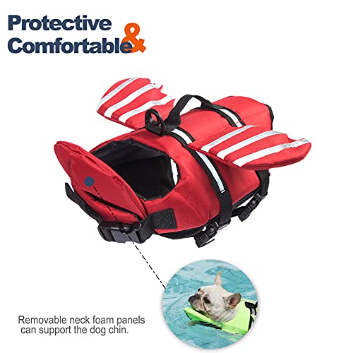 Chaleco salvavidas para perro, chaleco salvavidas para mascotas, salvavidas flotador para perros, traje de baño con asa para natación, piscina, playa, canotaje, para cachorros pequeños, medianos y grandes perros