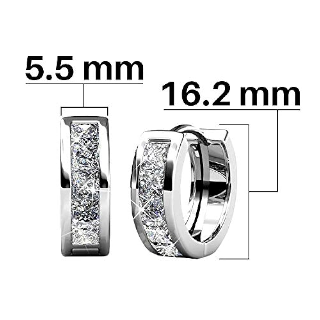 Pendientes de aro chapados en oro blanco de 18 quilates