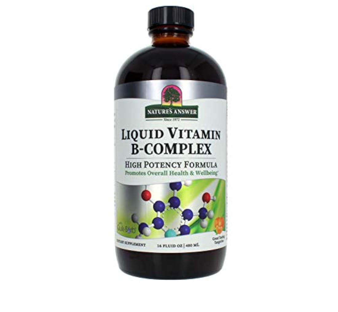 El complejo de vitamina B líquido de respuesta de la naturaleza soporta niveles de energía saludables | promueve una función nerviosa saludable | sabor de mandarina natural | sin gluten y sin benzoato 16 oz
