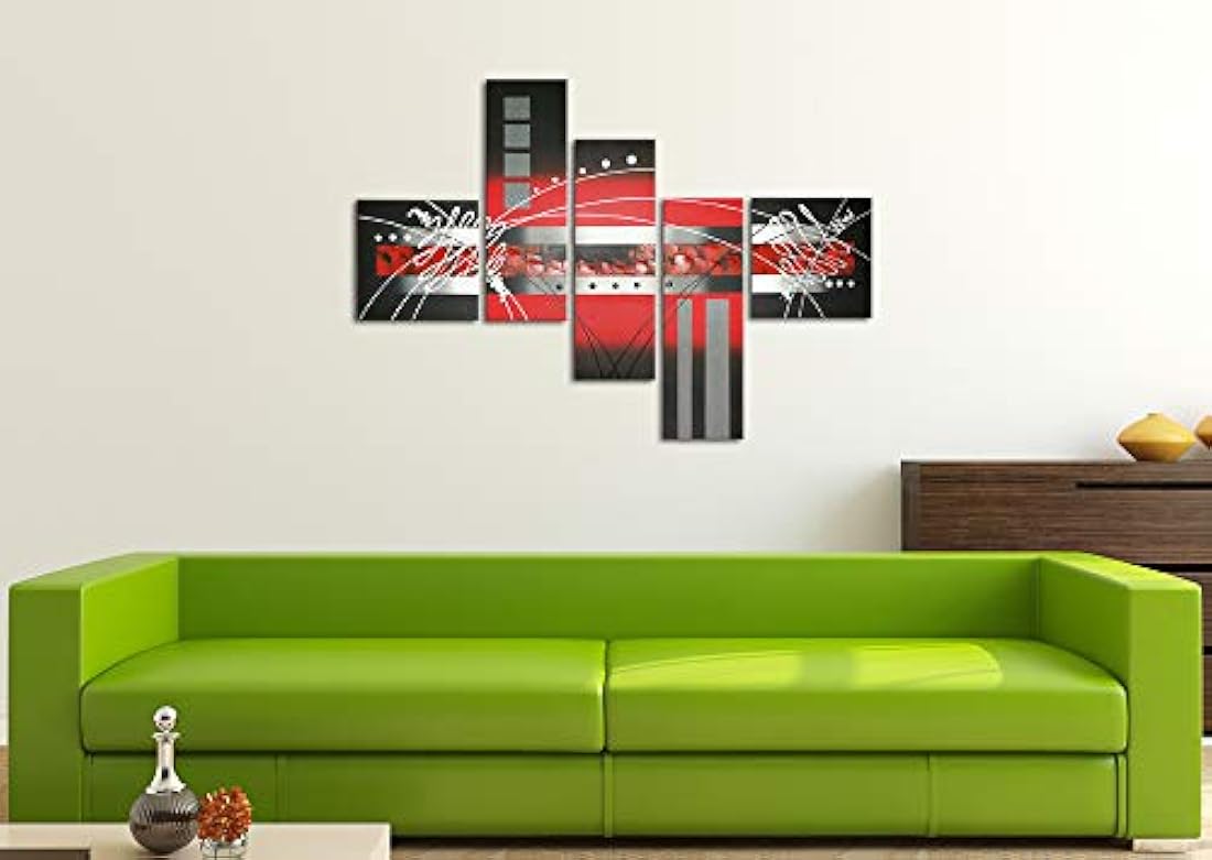 Wieco Art - Lienzo decorativo pintado a mano, 5 unidades