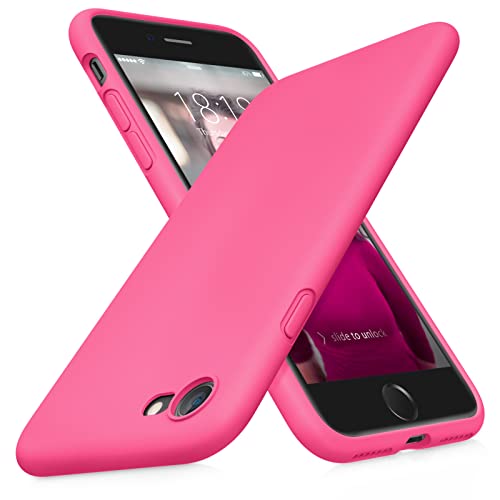 DTTOCASE - Funda para iPhone SE 2022/2020, iPhone 8, iPhone 7, funda de silicona líquida para iPhone SE 8 7 de 4.7 pulgadas, funda protectora suave y sedosa colorida para niñas y mujeres, color rojo rosa