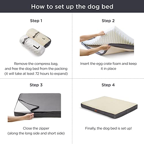 Bedsure - Cama ortopédica grande de espuma para perros/gatos pequeños, medianos, grandes y extragrandes de hasta 50 / 75 / 100 libras; espuma ortopédica con burbujas y funda extraíble lavable; alfombrilla resistente al agua para mascotas