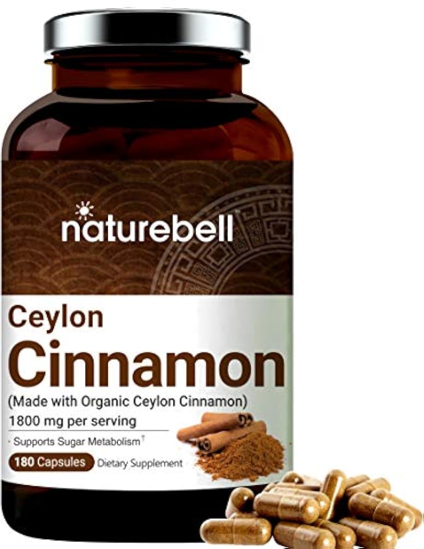 NatureBell Suplementos orgánicos de caña de Ceilán, 1800 mg