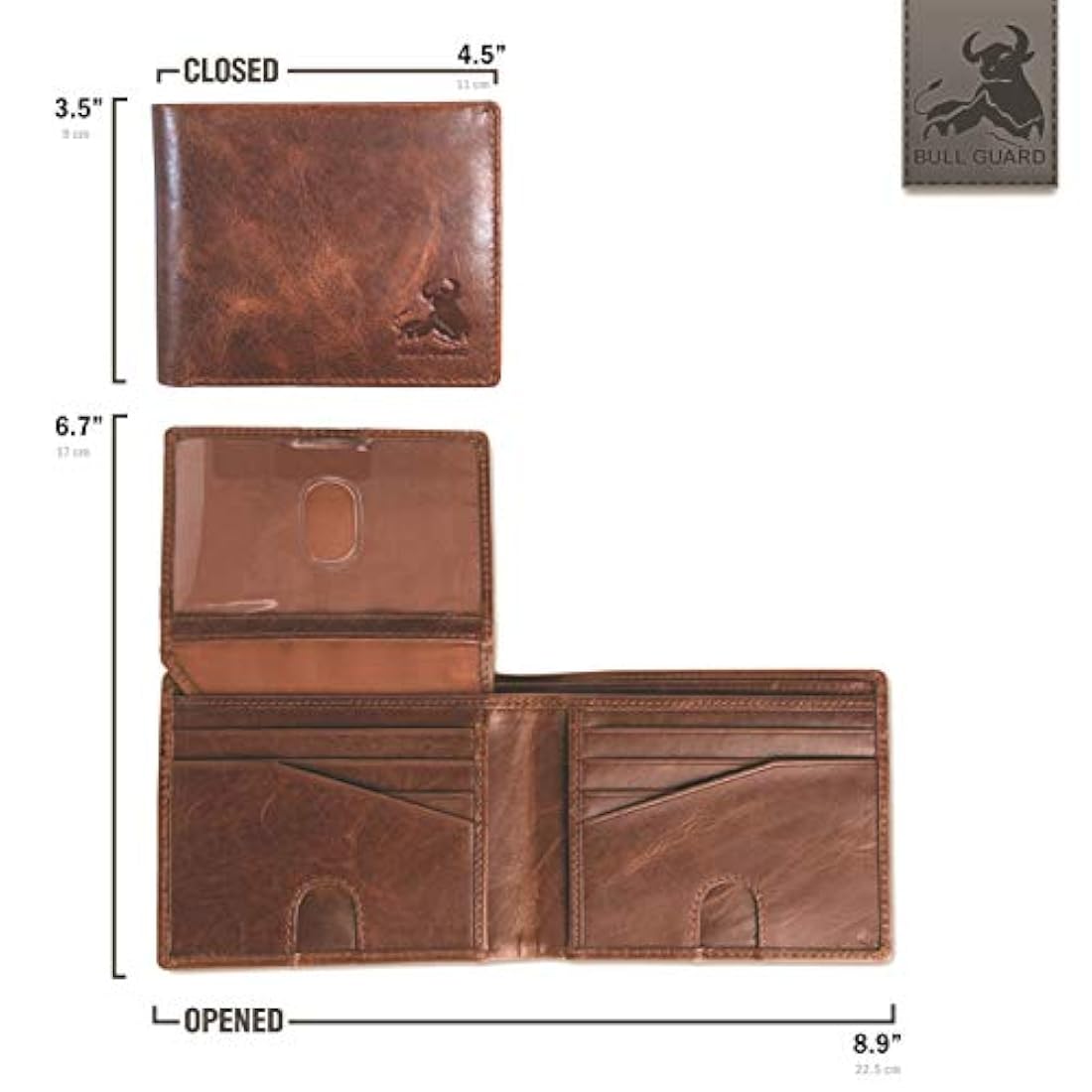 Billetera para hombres de cuero genuino suave vintage Marrón