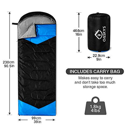 Oaskys - Saco de dormir para acampar otoño, ligero