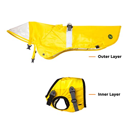 Gooby Chubasquero para perros V2 - Poncho impermeable con anillos dobles en D - Chaqueta impermeable para perros pequeños y medianos