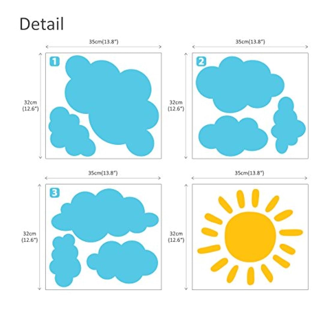 Pegatinas de pared para habitación infantil, diseño de sol