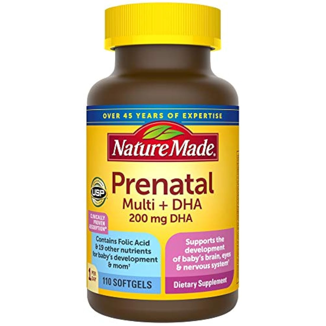 Nature Made Suplemento alimenticio Prenatal 200 mg, 60 cáp