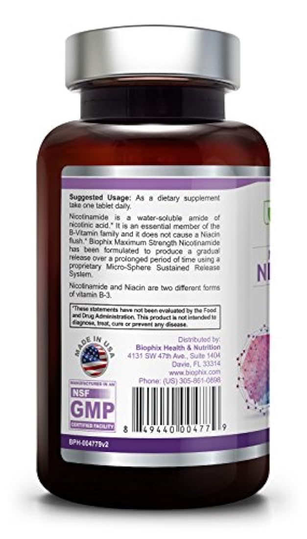 Vitamina Natural sin Flush-Free Amide Nicotínico sin gluten