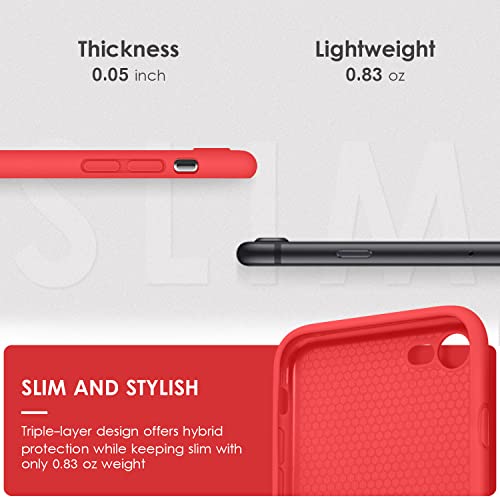 DTTOCASE - Funda para iPhone SE 2022/2020, iPhone 8, iPhone 7, funda de silicona líquida para iPhone SE 8 7 de 4.7 pulgadas, funda protectora colorida suave y sedosa para niñas y mujeres, color rojo