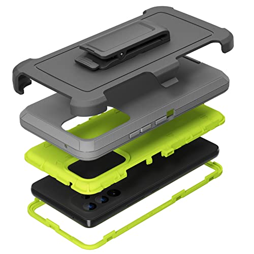 Funda compatible con Samsung Galaxy A53 5G, con clip para cinturón, resistente, resistente a prueba de golpes, protección de cuerpo completo, con función atril, para Samsung Galaxy A53 5G (gris oscuro + azul claro)