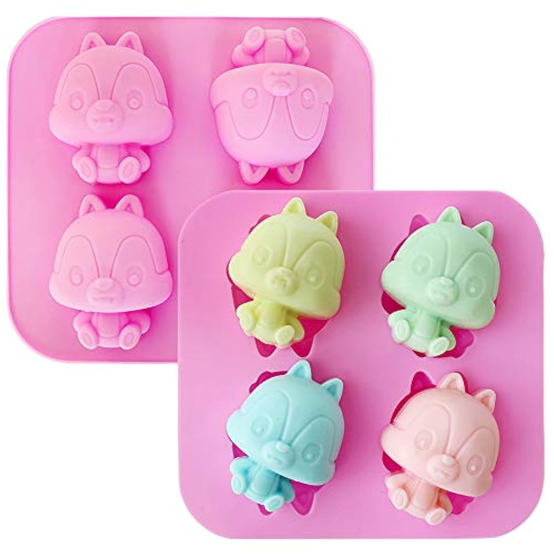 2 moldes de silicona para tartas con forma de ardilla