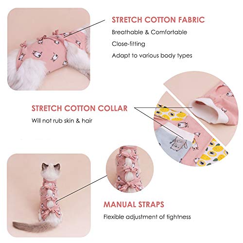 TRAJE de recuperación de gatos después de la cirugía, alternativa de cuello E para cono de mascota, banda quirúrgica profesional elástica para cachorros, gatitos, heridas abdominales, daños en la piel/destete