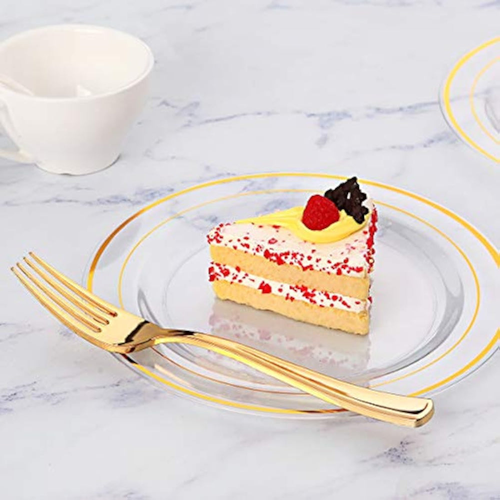 72 piezas de platos de postre de oro