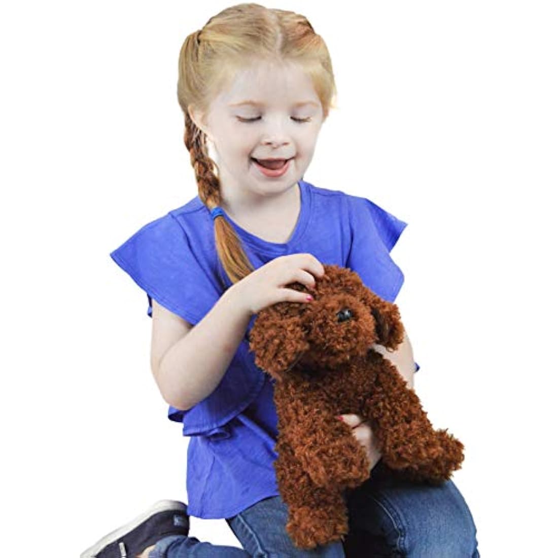 peluche de perro poodle mide 9 pulgadas, color marron