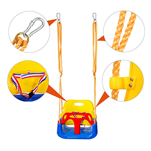 RedSwing 3 en 1 asiento de columpio para bebé, columpio para niños, antivueltas y seguro desmontable para bebés a adolescentes y niños columpio asiento para patio exterior, azul