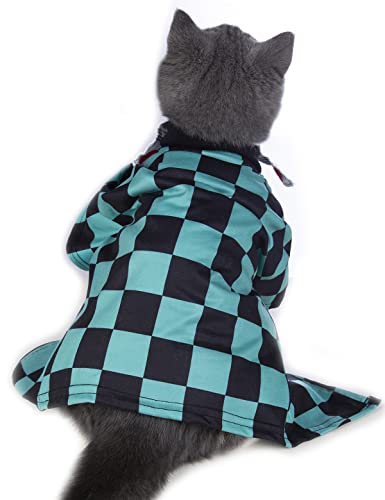 Impoosy Disfraz de gato divertido, ropa de gatito, ropa de cosplay, camisa de cachorro para perros pequeños (S, verde)