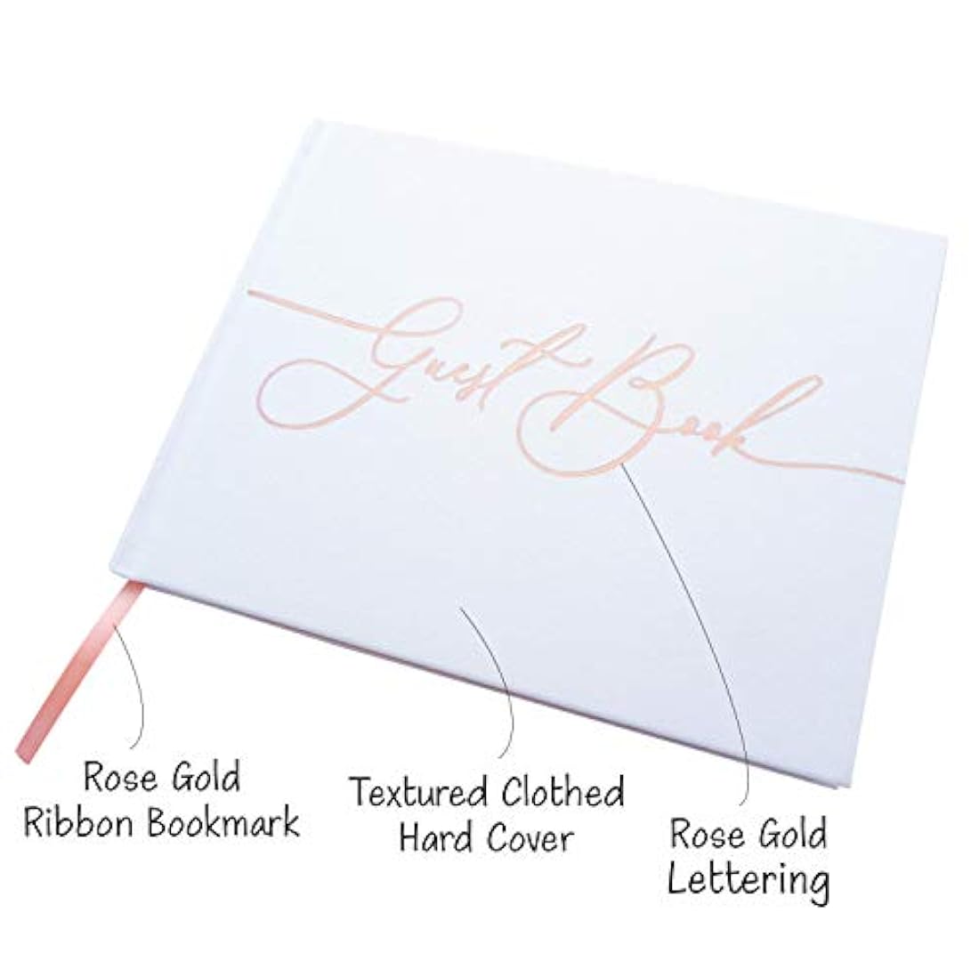 Libro de visitas para boda, color blanco con textura dura