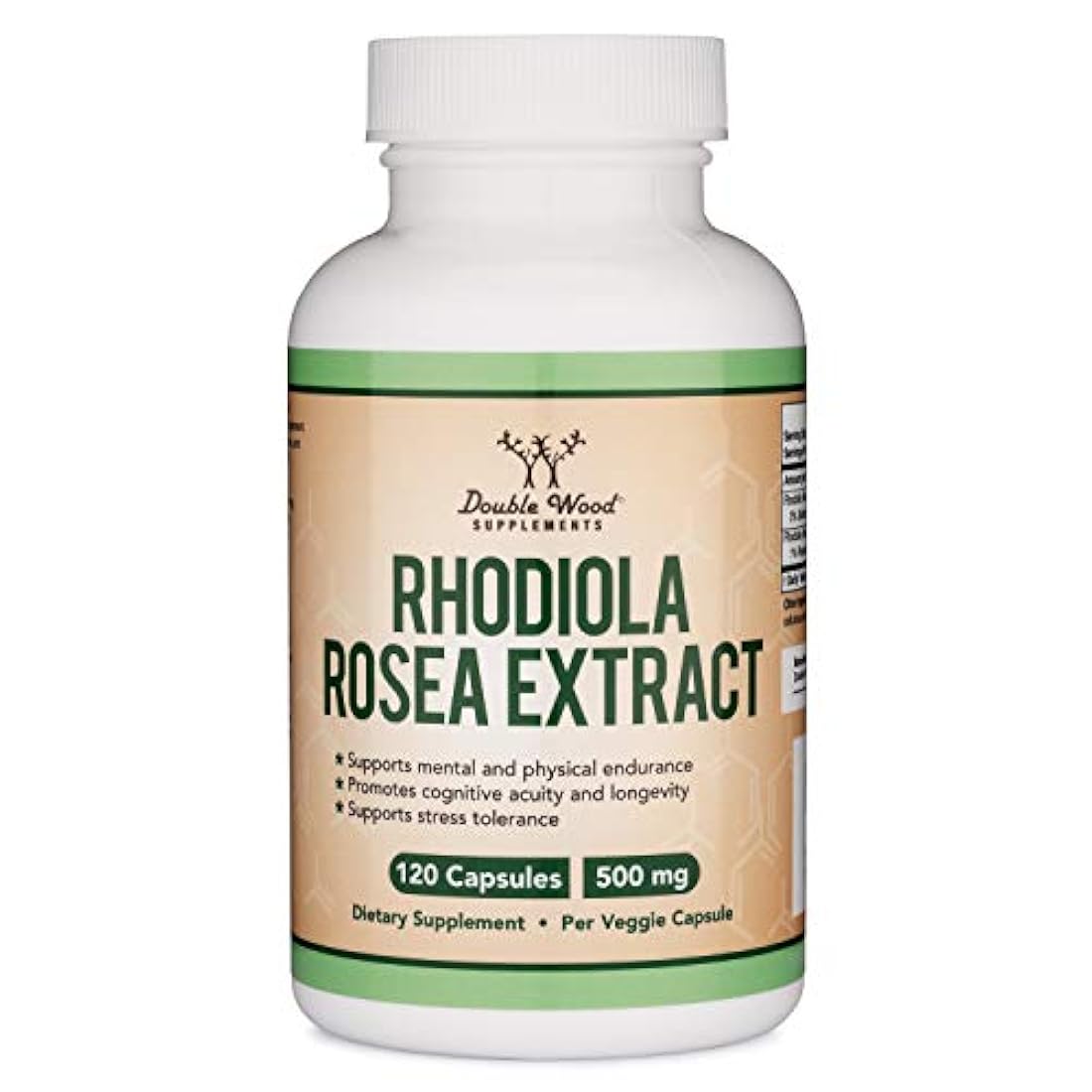 Suplemento Rhodiola Rosea 500mg, 120 cápsulas veganas