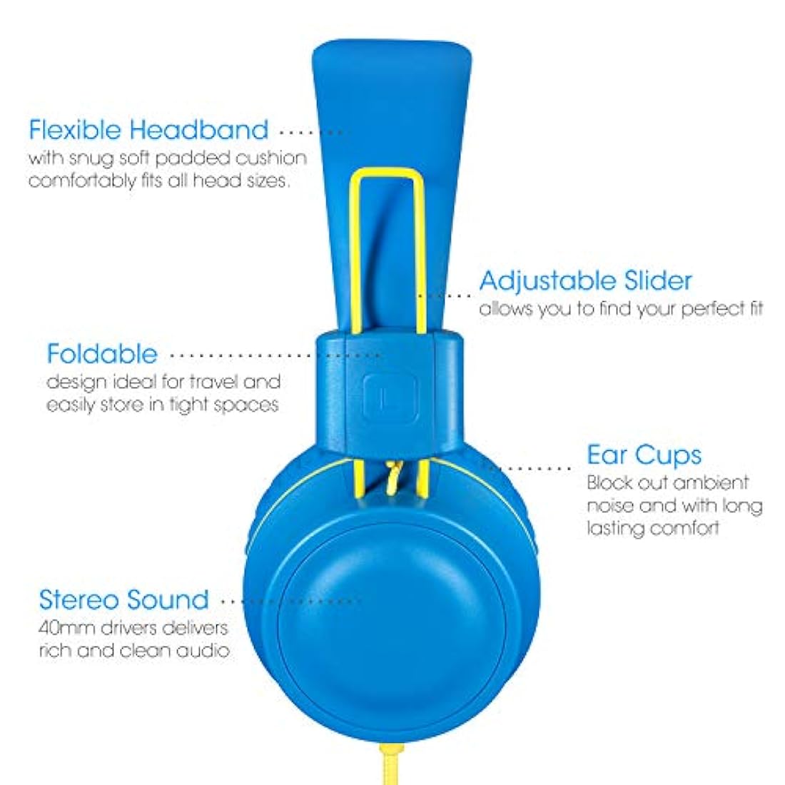 Kids Auriculares plegables estéreo sin enredos