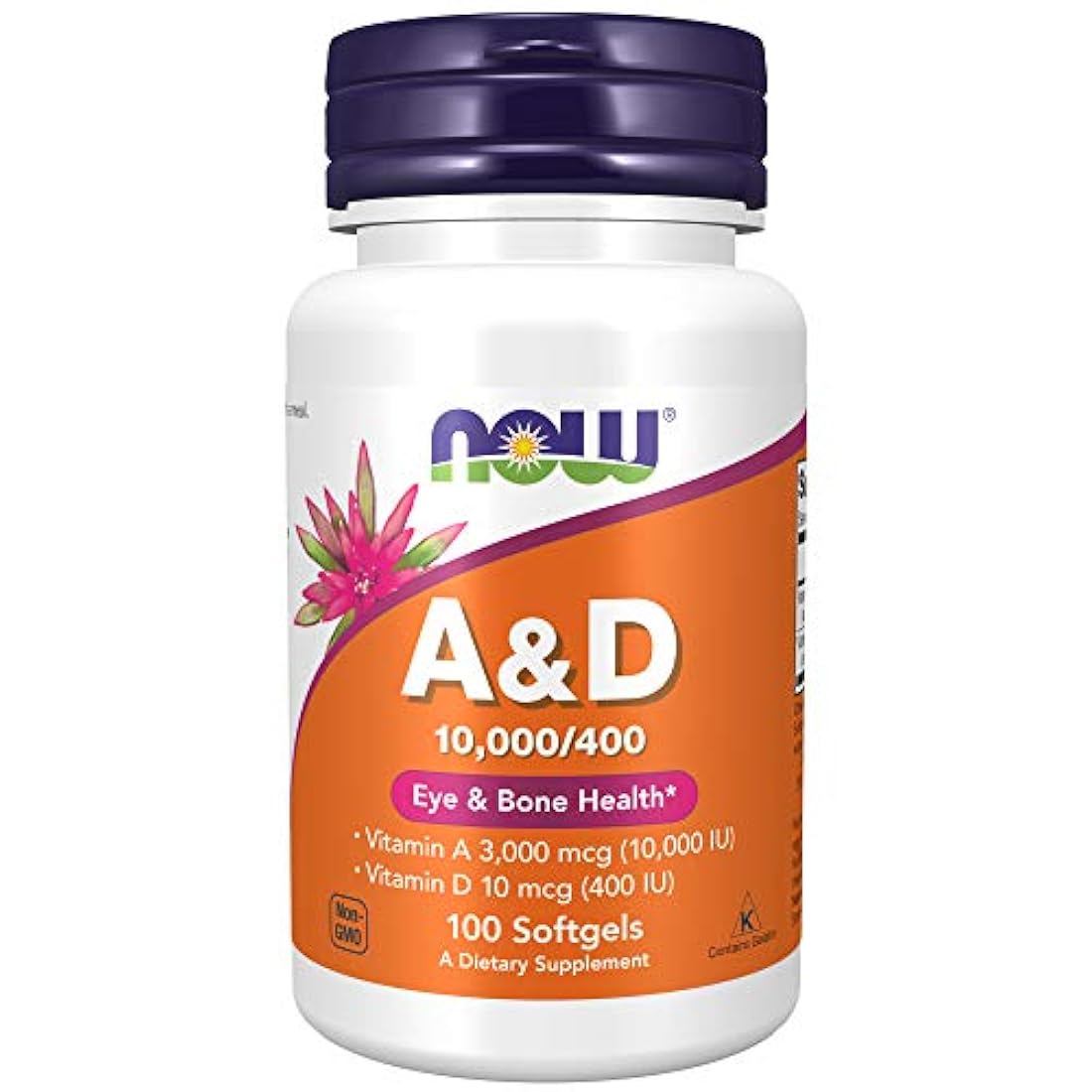 NOW Supplements, Vitamina A & D 10.000/400 UI, Salud de los ojos*, Nutrición Esencial, 100 cápsulas blandas
