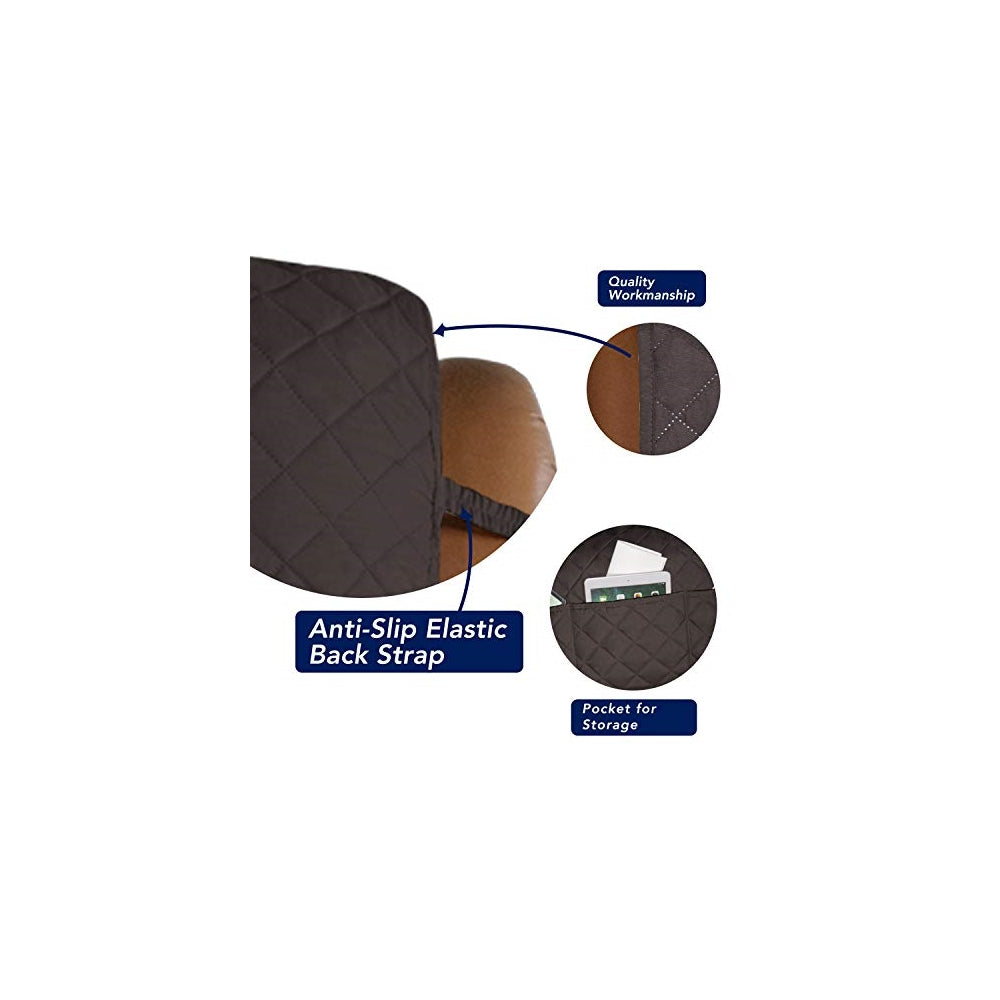 Funda acolchada reversible para sofá con correas elásticas.