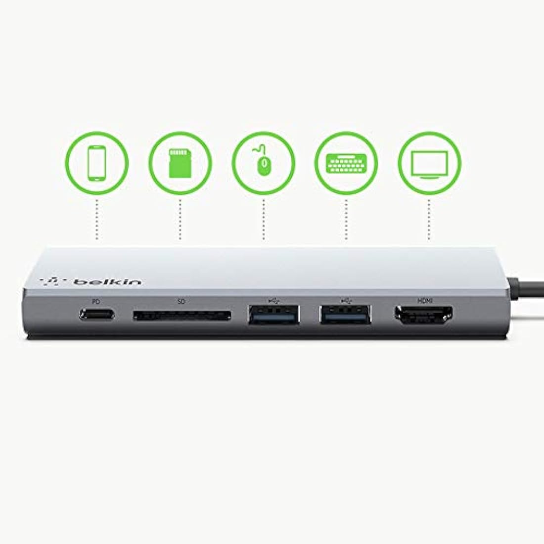 Cable USB-C conectado base USB-C para portátiles
