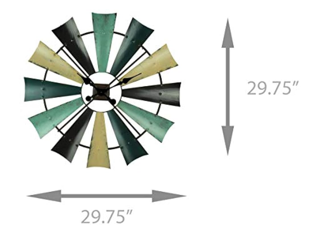 Reloj de pared de metal, diseño rústico