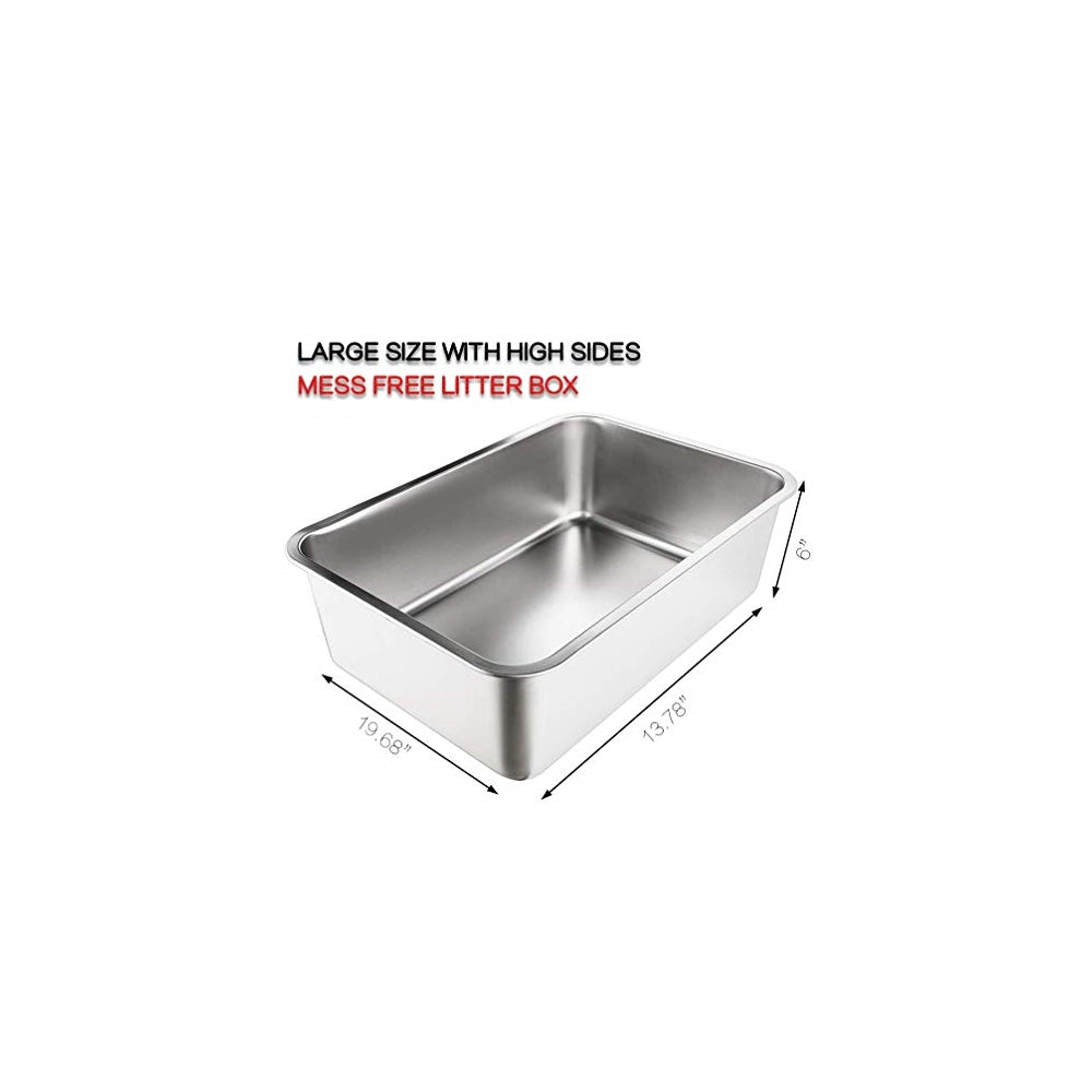 Caja de arena de acero inoxidable para gatos y conejos