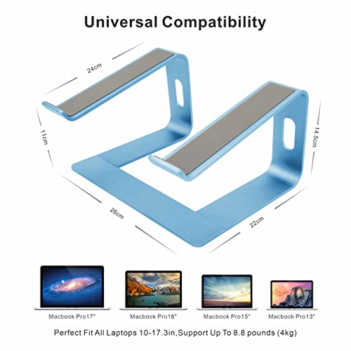 Soporte ergonómico de aluminio para laptop, soporte de computadora portátil, elevador desmontable para laptop, soporte para portátil compatible con MacBook Pro/Air HP Lenovo Samsung, Dell, todos los portátiles de 10 a 17.3 pulgadas (azul cielo)