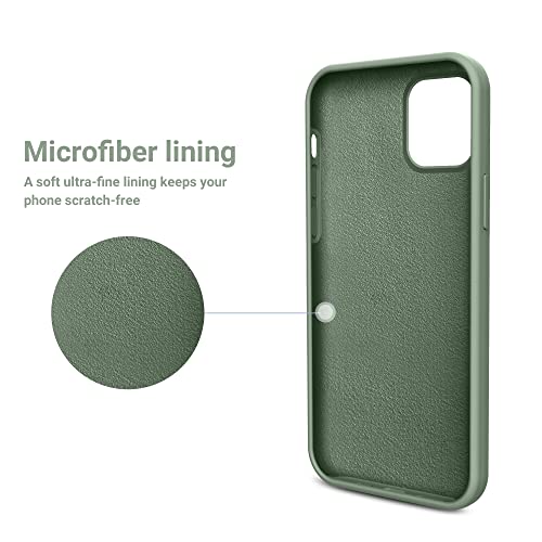 OTOFLY Funda diseñada para iPhone 12 Pro Max, serie sedosa y suave al tacto; funda protectora de goma de silicona líquida de alta calidad para iPhone 12 Pro Max de 6.7 pulgadas, color verde calke