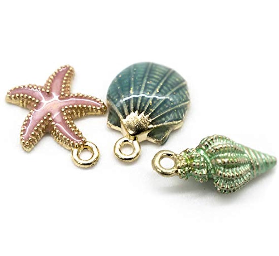 30 colgantes de abalorios esmaltados de concha de estrella