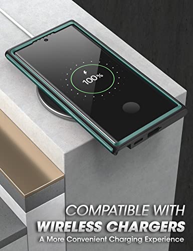 SUPCASE UB Edge Pro Series - Funda protectora transparente para Samsung Galaxy S22 Ultra 5G (versión 2022), marco delgado con protector de pantalla integrado (pavo real)