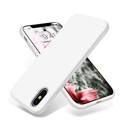 OTOFLY Funda de goma de gel de silicona líquida a prueba de golpes para iPhone Xs/iPhone X, antiarañazos y huellas dactilares, compatible con iPhone X/iPhone Xs de 5.8 pulgadas (2018), color blanco