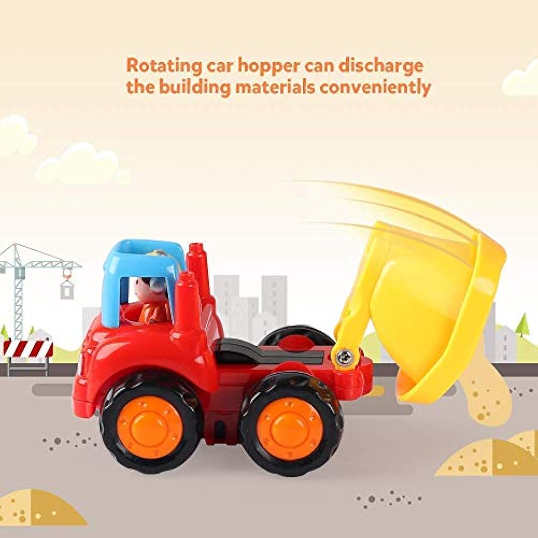 Juego de 4 vehículos de construcción, motor de fricción.