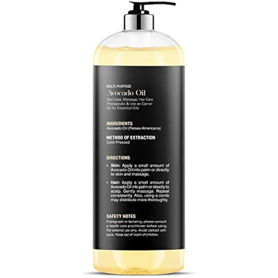 Aceite de aguacate puro para cabello y piel