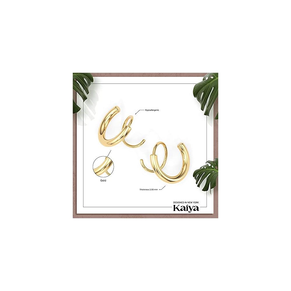 Aretes dobles de aro en espiral para mujeres