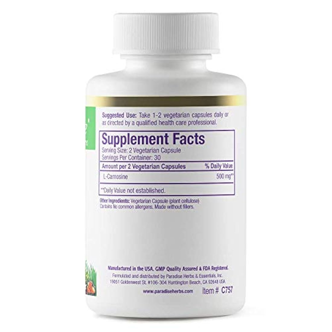 Cápsulas vegetarianas de Carnosina, 60 unidades